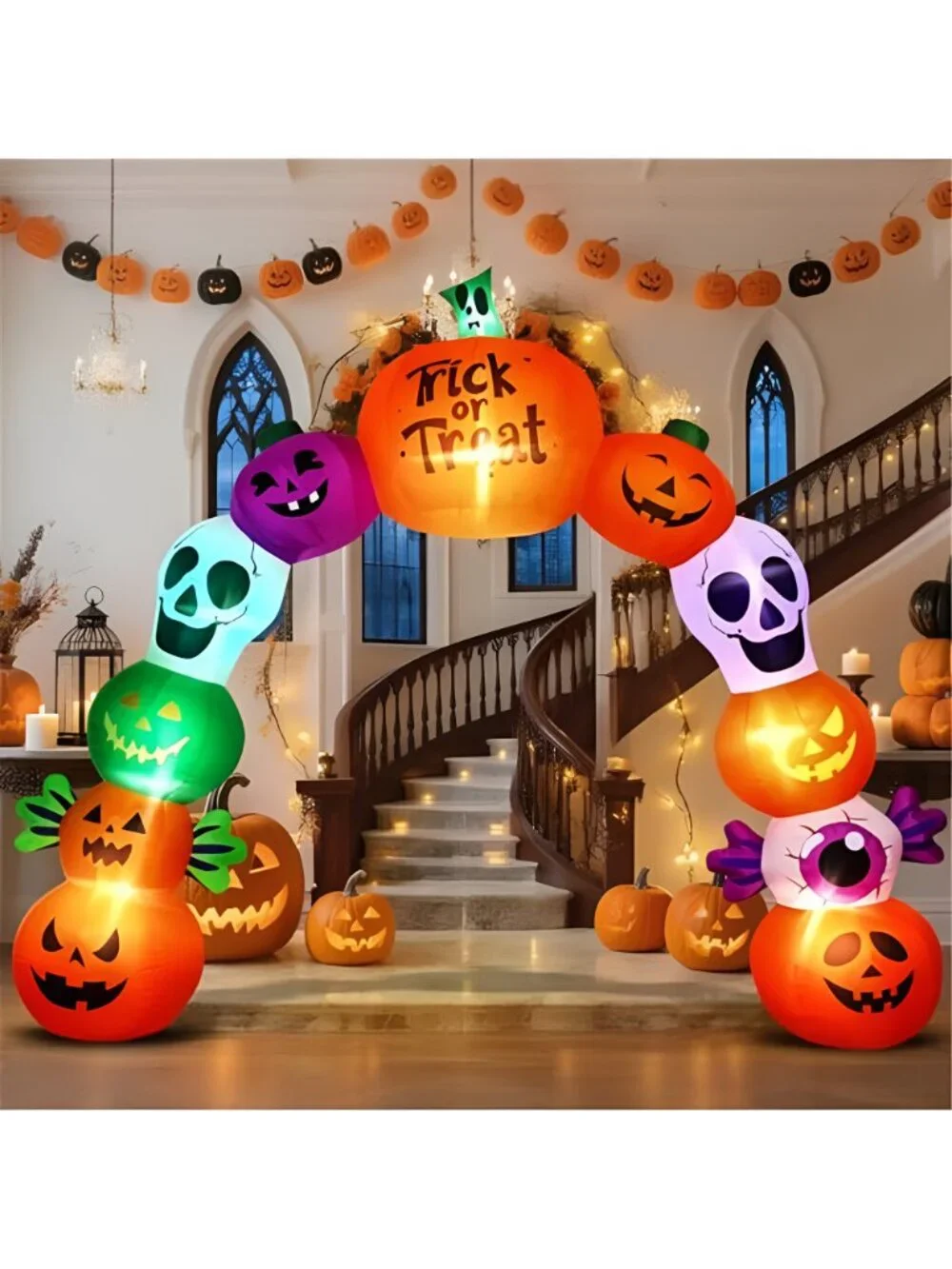 10FT Halloween Inflatable Archway, Pumpkin Skeleton Yard Outdoor Decor
